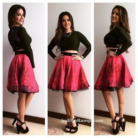 Sunny Leone in Archana Kochha'rs Printed Flare Skirt, Actress, Bollywood, Indian Fashion, Western Dresses | Indian Fashion Updates | Scoop.it