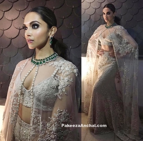 Deepika Padukone in White Sabaysachi Gown and Netted Cape | Indian Fashion Updates | Scoop.it