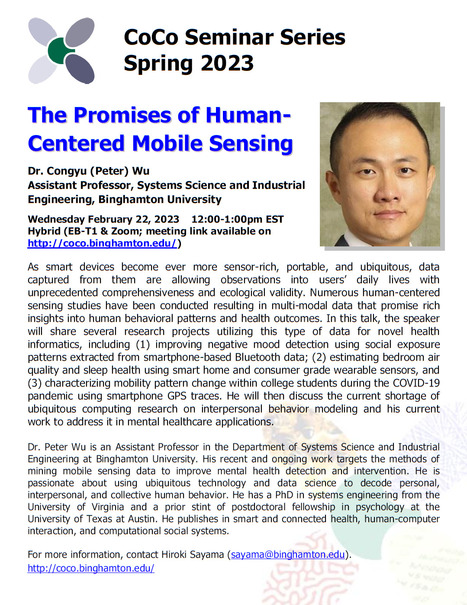 Next CoCo seminar by Peter Wu on Wed. Feb. 22nd | Binghamton Center of Complex Systems (CoCo) | Scoop.it