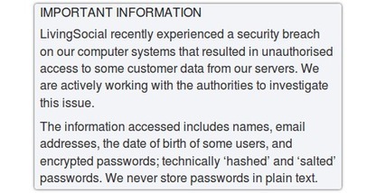 50,000,000 usernames and passwords lost as LivingSocial "special offers" site hacked | 21st Century Learning and Teaching | Scoop.it