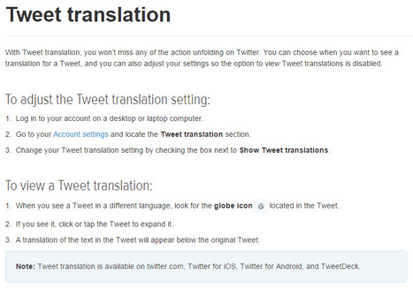 Twitter Help Center | Tweet translation | Social Media and its influence | Scoop.it