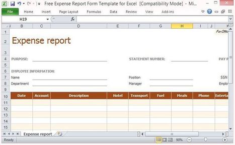 Free Expense Report Form Template For Excel | Business and Productivity Tools | Scoop.it