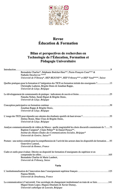 Education & Formation : e-313 - Bilan et perspectives de recherches en Technologie de l’Éducation, Formation et Pédagogie Universitaire & Varia (Septembre 2019) | E-Learning-Inclusivo (Mashup) | Scoop.it