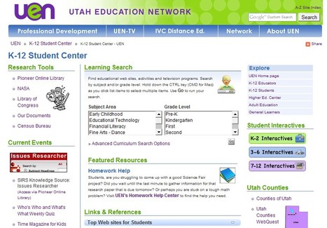 K-12 Student Center - UEN - Free teaching and learning resources | 21st Century Tools for Teaching-People and Learners | Scoop.it