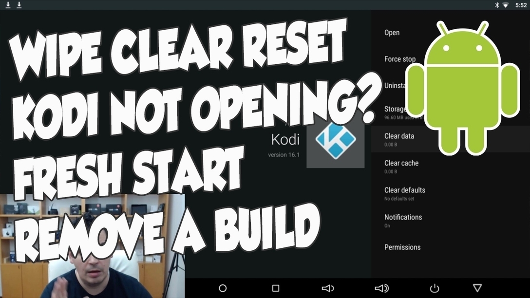 RESET KODI ON ANDROID WIPE FRESH START FACTOR...