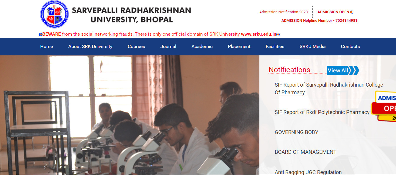 India's Leading SRK University in Bhopal - Apply Now at www.srku.edu.in!