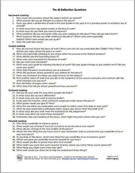 A Very Good List Featuring 40 Questions to Develop Students Reflective Thinking ~ Educational Technology and Mobile Learning | Information and digital literacy in education via the digital path | Scoop.it