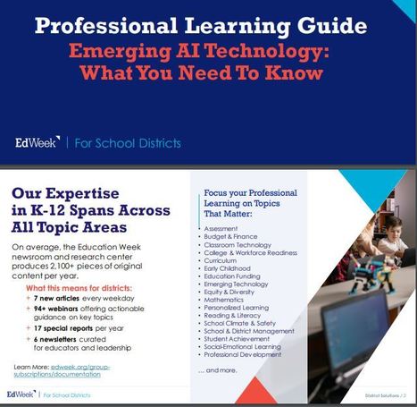Free professional learning guide on Emerging AI Technology: What You Need To Know by EdWeek | iGeneration - 21st Century Education (Pedagogy & Digital Innovation) | Scoop.it
