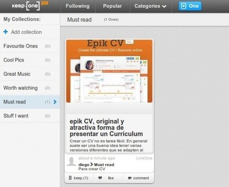Keepone, para guardar lo que más te guste de Internet con formato de Pinterest | TIC & Educación | Scoop.it