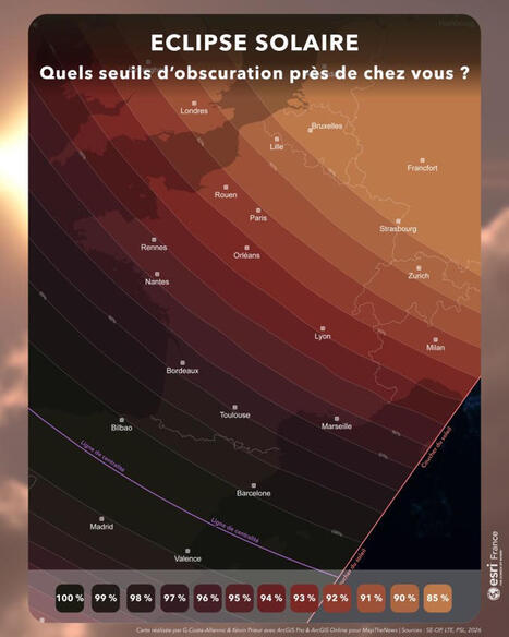 ESRI FRACE - &Eacute;clipse solaire du 12 ao&ucirc;t 2026 : quel sera le niveau d&rsquo;obscuration pr&egrave;s de chez vous ? | Veille territoriale AURH | Scoop.it