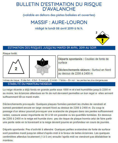 Risque limité d'avalanche (2/5) jusqu'au 9 avril au soir - Météo-France | Vallées d'Aure & Louron - Pyrénées | Scoop.it
