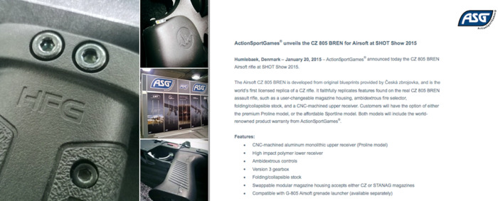 SHOT SHOW '15! - ASG ANNOUNCES THE BREN 805 From CZ! - Team ASG on Facebook | Thumpy's 3D House of Airsoft&trade; @ Scoop.it | Scoop.it