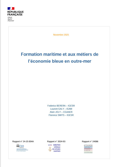 Rapport sur "Formation maritime et aux m&eacute;tiers de l'&eacute;conomie bleu en Outre-Mer | Sport, mer et littoral | Scoop.it