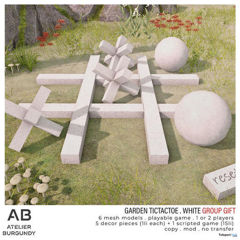 Garden TicTacToe White September 2022 Group Gift by Atelier Burgundy | Teleport Hub - Second Life Freebies | Second Life Freebies | Scoop.it
