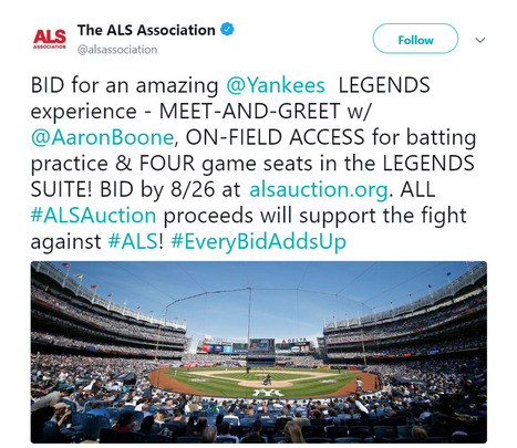 BID for an amazing Yankee Legends Experience via ALS Association/BID BY: 8/26/2018 | #ALS AWARENESS #LouGehrigsDisease #PARKINSONS | Scoop.it