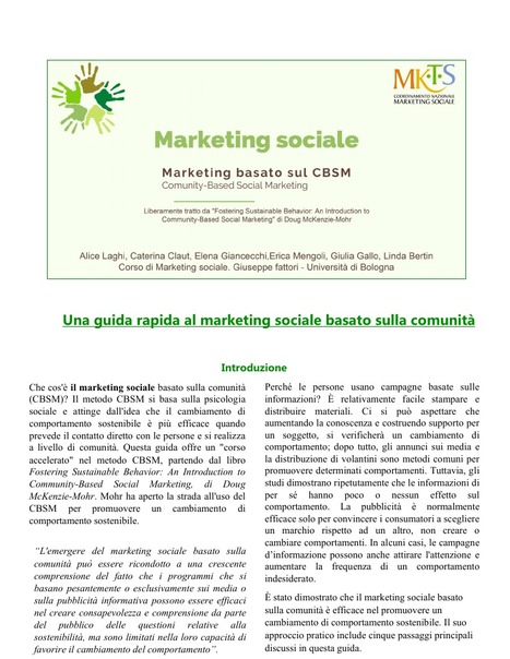 Social marketing: Guida rapida al marketing sociale basato sulla comunità | Italian Social Marketing Association -   Newsletter 216 | Scoop.it