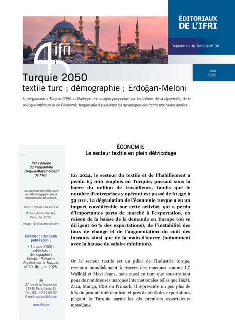 TURQUIE 2050 : textile turc, démographie, Erdoğan-Meloni  | EUROPES | Scoop.it