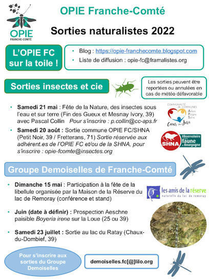 Sorties nature : Découvrez le calendrier des sorties de l'OPIE Franche-Comté ! | Variétés entomologiques | Scoop.it