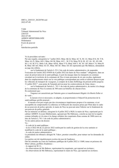 Le juge des référés du TA de Nice censure le retour du port du masque dans les transports niçois (Arrêté du maire de Nice du 4 juillet 2022) | Veille juridique du CDG13 | Scoop.it