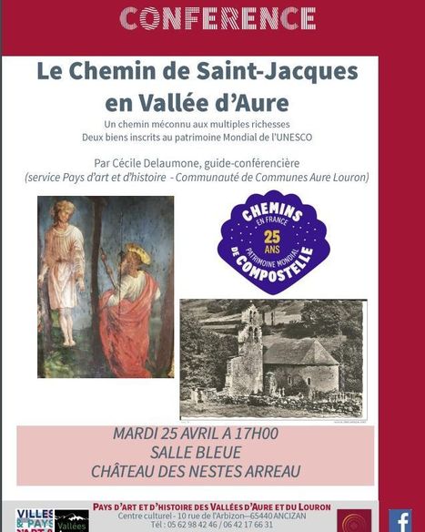 Conférence sur les chemins de Saint-Jacques à Arreau le 25 avril | Vallées d'Aure & Louron - Pyrénées | Scoop.it