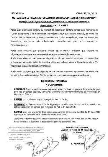 La commune d'Audun Le Tiche (57) se déclare Hors TAFTA | ACTUALITÉ | Scoop.it