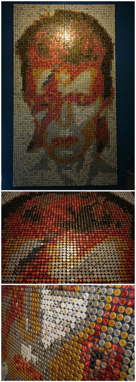 David Bowie Mosaic From Bottle Caps | 1001 Recycling Ideas ! | Scoop.it
