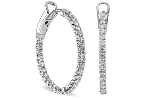 In-and-Out Diamond Hoop Earrings   - in 18kt White Gold (0.85 CTW) | Blingy Fripperies, Shopping, Personal Stuffs, & Wish List | Scoop.it