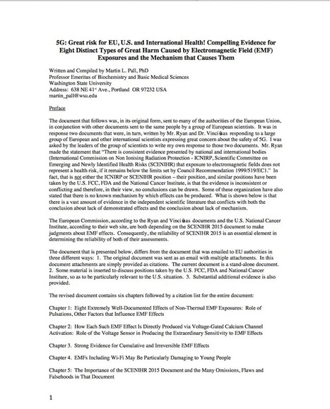 5G: Great risk for EU, U.S. and International Health! Compelling Evidence for Eight Distinct Types of Great Harm Caused by Electromagnetic Field (EMF) Exposures and the Mechanism that Causes Them | Health Supreme | Scoop.it