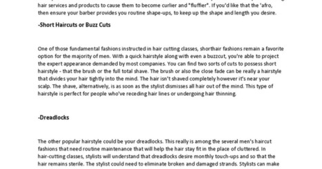 Different Kinds Of Men S Hair Cut Styles Docx