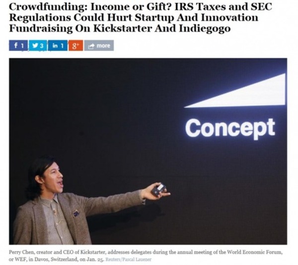 Crowdfunding: Income or Gift? IRS Taxes and SEC Regulations Could Hurt Startup And Innovation Fundraising On Kickstarter And Indiegogo | Innovating to what's next... | Scoop.it