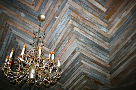 Reclaimed Wood Herringbone Pattern Ceiling Proj