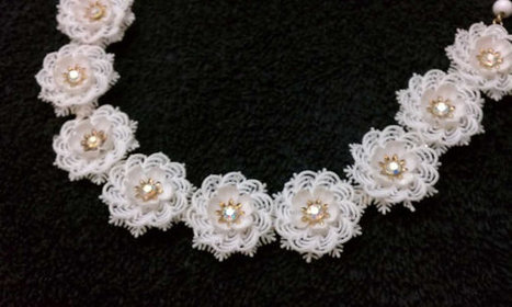 Mod Costume Jewelry Vintage White Plastic Snowflake Flower Rhinestone Choker Necklace Gold Tone Mid-Century Modern | Antiques & Vintage Collectibles | Scoop.it