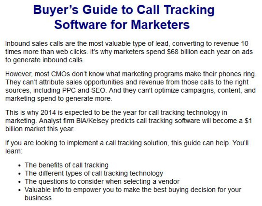 [FREE] Buyer’s Guide to Call Tracking Software for Marketers - IfByPhone | #TheMarketingTechAlert | The MarTech Digest | Scoop.it