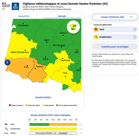 Vigilance orange pour vents sur les Hautes-Pyrénées le 26 janvier | Vallées d'Aure & Louron - Pyrénées | Scoop.it