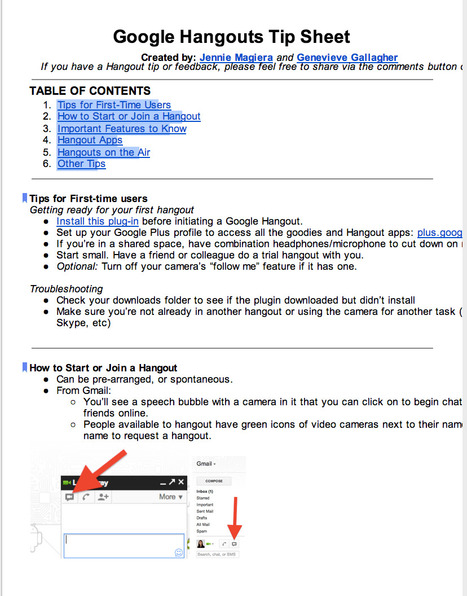 A Must Have Google Hangout Tip Sheet for Teachers | Time to Learn | Scoop.it