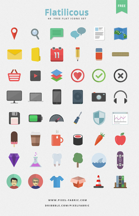 Download 48 Free Flat Icons by Pixel Fabric | The Official Photoshop Roadmap Journal | Scoop.it