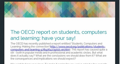 The OECD report on students, computers and learning: have your say! | Robótica Educativa! | Scoop.it