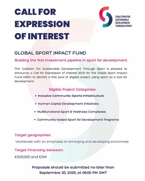 Call for Expressions of Interest: Sport for Sustainable Development Fund  | 2 - Appel à projets - à contributions | Scoop.it