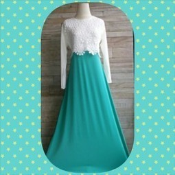 Gamis Jersey Kombinasi Brokat Motif Terbaru G