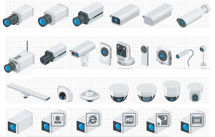 IP/Network Video Surveillance Visio Icon Librar...