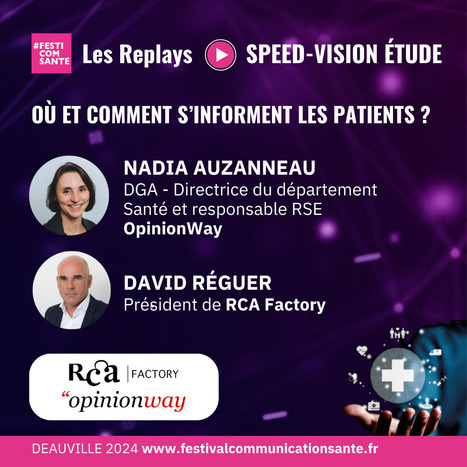 Nos Replays de la saison 33 du #Festicomsante 🔎en partenariat avec RCA Factory & Opinion Way ➡️ Où et comment s’informent les patients ? | Festival de la Communication Santé | Scoop.it