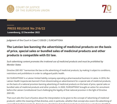 The CJEU clarifies the definition of 'advertising of medicinal products' | The regulatory insider | Scoop.it