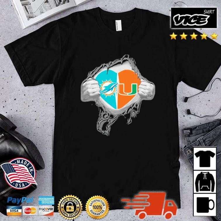 Blood Inside Me Miami Dolphins And Florida Gators It's In My Heart T Shirt  - Limotees