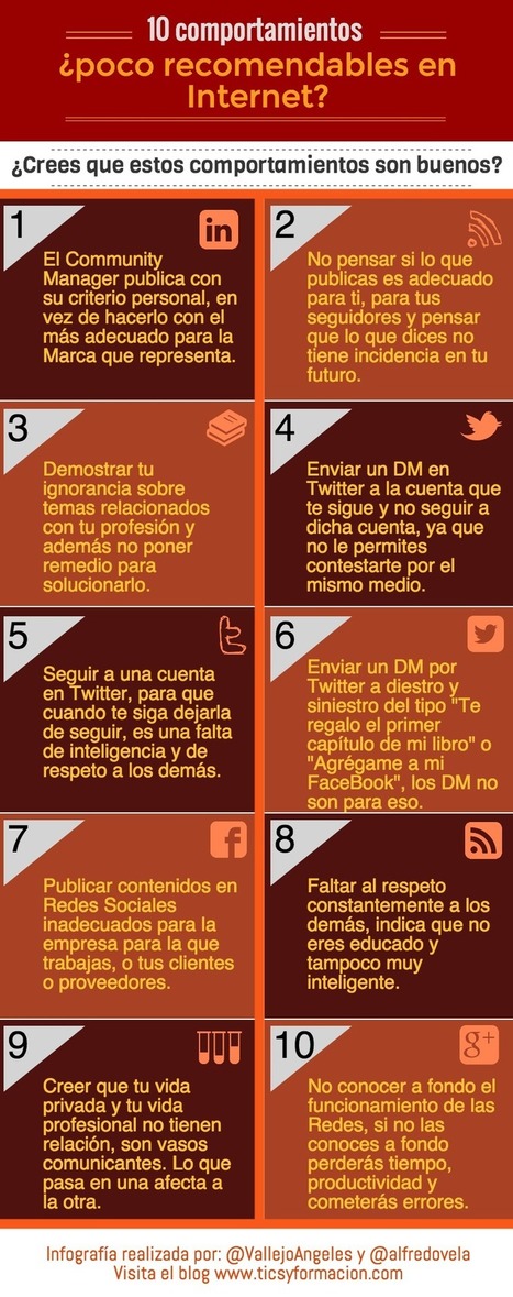 10 comportamientos poco recomendables en Redes Sociales #infografia #socialmedia | Seo, Social Media Marketing | Scoop.it