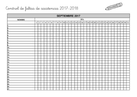 Control de faltas de asistencia 2017-2018 PLANIFICA TU CURSO editable  | TIC & Educación | Scoop.it