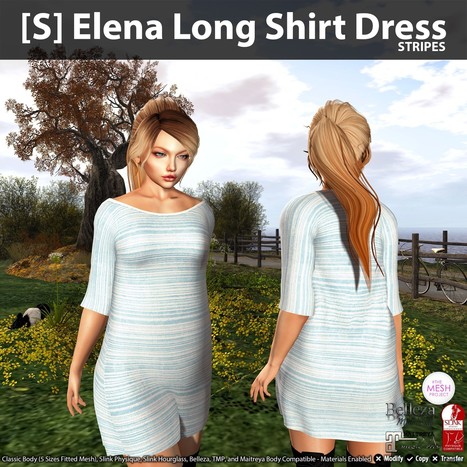 [S] Elena Long Shirt Dress Stripes 100% Off Group Discount Promo by [satus Inc] | Teleport Hub - Second Life Freebies | Teleport Hub | Scoop.it