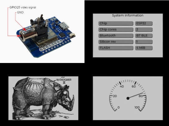 ESP32 Composite Video Library outputs PAL, SECA...