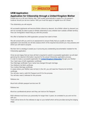Application for Citizenship through a United Kingdom Mother | Immigration Assist | Scoop.it