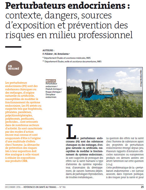 Perturbateurs endocriniens : contexte, dangers, sources d’exposition et prévention des risques en milieu professionnel | Prévention du risque chimique | Scoop.it