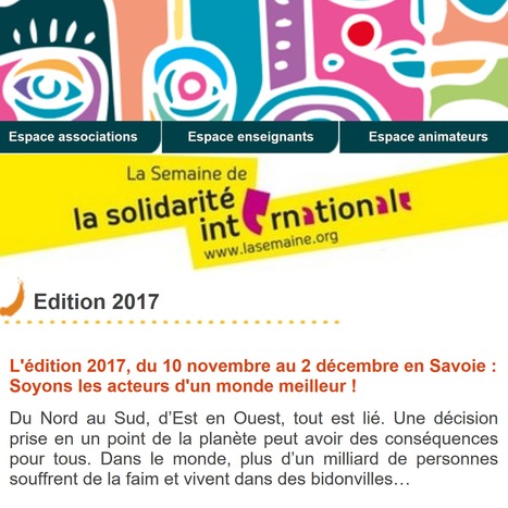 Pays de Savoie Solidaires : "Du 19/11 au 02/12, Semaine de la Solidarité Internationale | Ce monde à inventer ! | Scoop.it